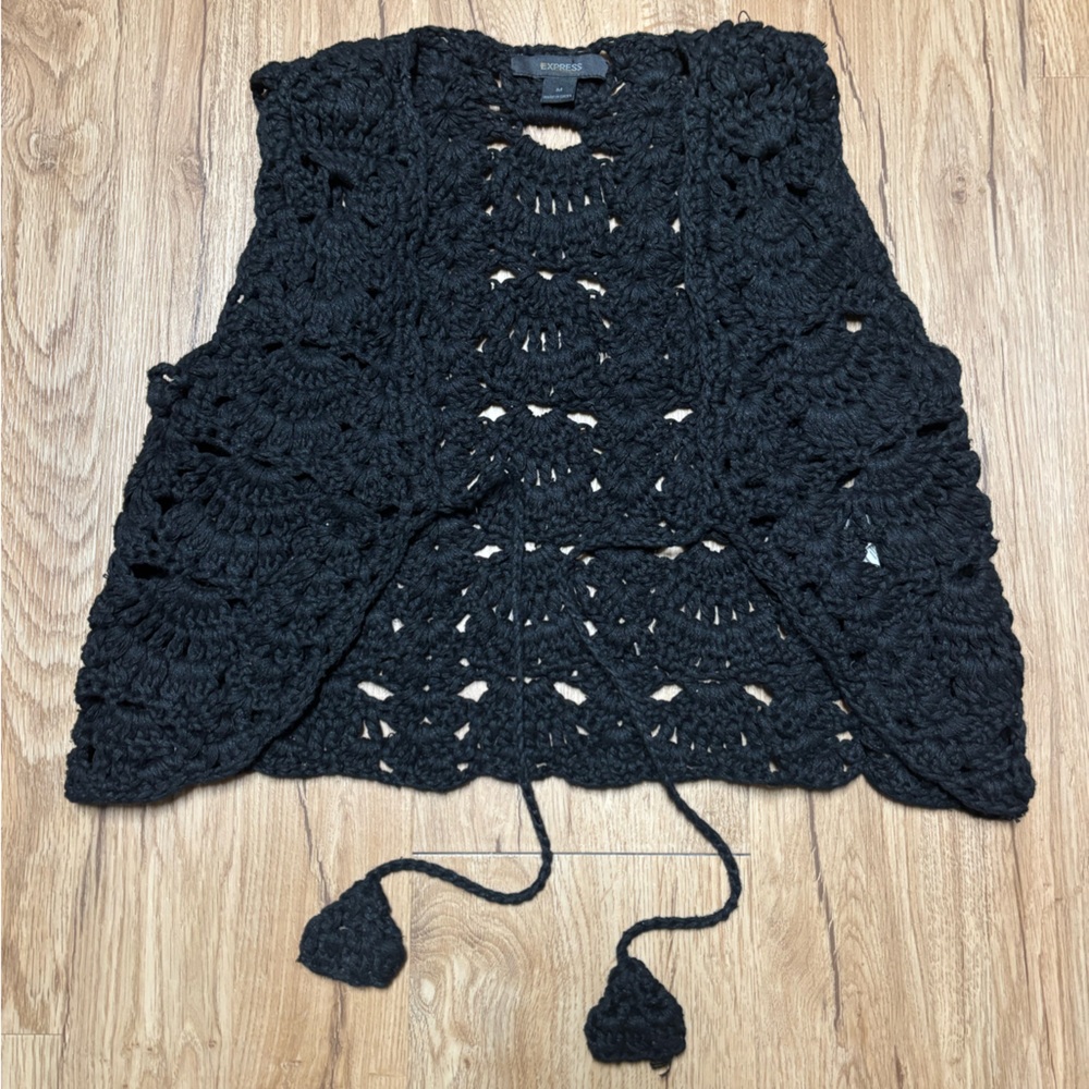 Express Black Women's Crochet Vest